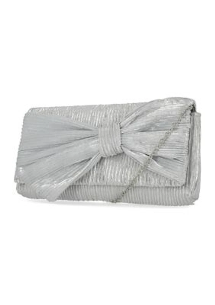 Everett - Pleated Metallic Bow Clutch