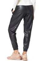 Women's Faux Leather High Waist Joggers