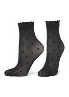 Sheer Dot Anklet Socks with Scallop Top