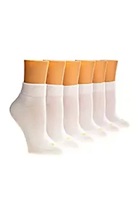 HUE® Quarter Top with Cushion 6-Pack Socks