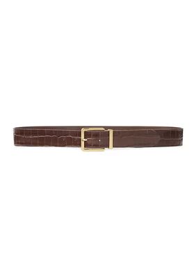 Reversible Embossed Leather Wide Belt