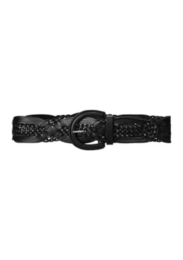 Women's Braided Leather Wide Belt