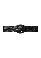 Women's Braided Leather Wide Belt