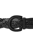 Women's Braided Leather Wide Belt