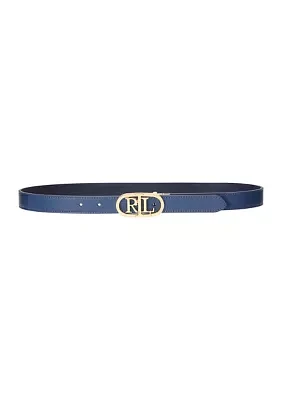 Oval-Logo Reversible Leather Skinny Belt