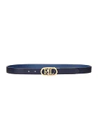 Oval-Logo Reversible Leather Skinny Belt