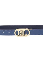 Oval-Logo Reversible Leather Skinny Belt