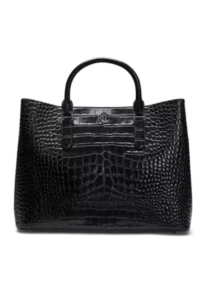 Embossed Leather Large Marcy Satchel