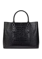 Embossed Leather Large Marcy Satchel