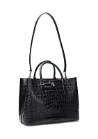 Embossed Leather Large Marcy Satchel