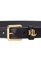 Logo Keeper Leather Skinny Belt