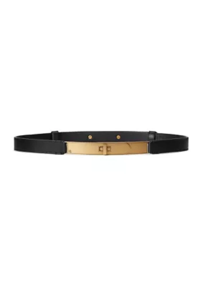 Turn-Lock Skinny Leather Belt