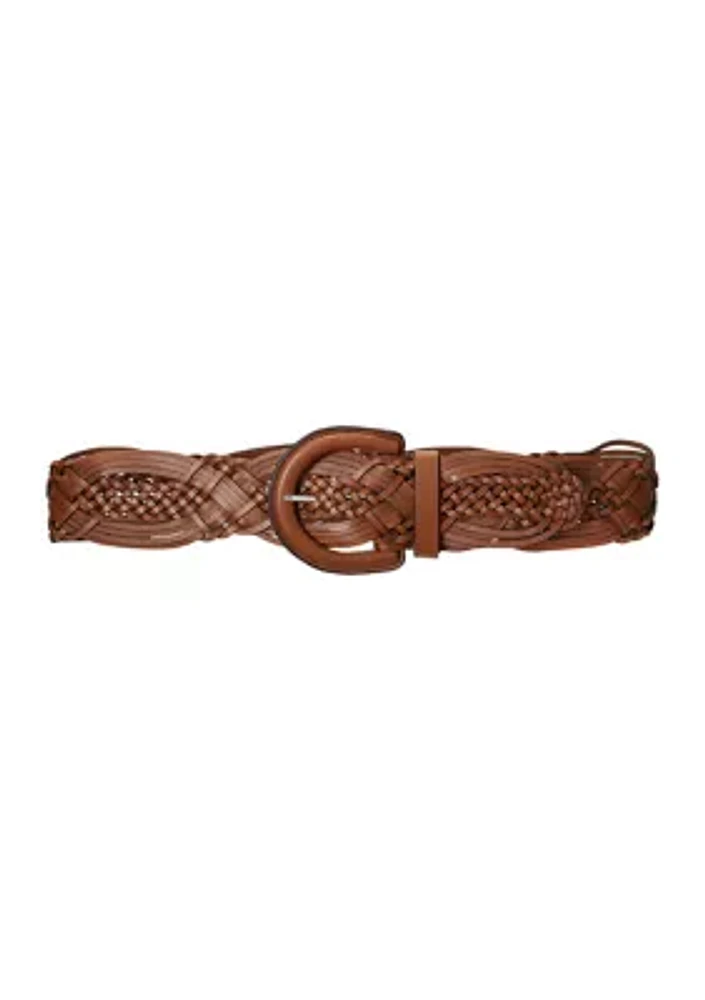 Braided Leather Wide Belt