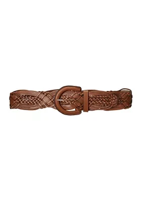 Braided Leather Wide Belt