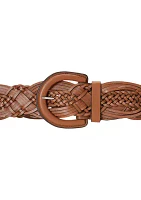 Braided Leather Wide Belt