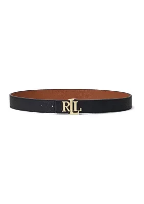 Logo Reversible Pebbled Leather Belt