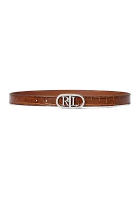 Logo Reversible Embossed Skinny Belt