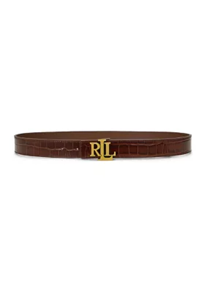 Logo Reversible Crocodile Embossed Belt