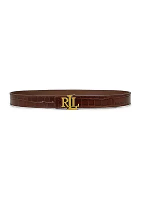 Logo Reversible Crocodile Embossed Belt