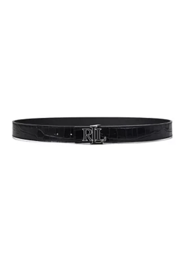 Logo Reversible Crocodile Embossed Belt