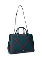 Plaid Leather Large Hanna Satchel