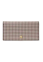 Print Crosshatch Leather Slim Wallet