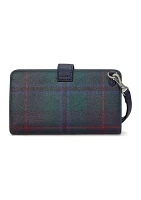 Plaid Crosshatch Leather Tech Wristlet