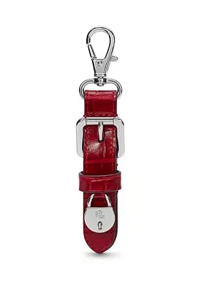 Padlock Charm Embossed Leather Key Fob