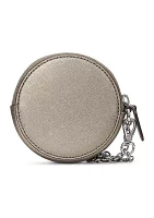 Crosshatch Leather Small Round Pouch