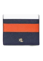 Color Blocked Leather Compact Wallet