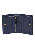 Color Blocked Leather Compact Wallet