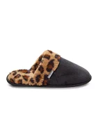 Printed Faux Fur Trim Slippers