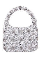 Floral Pattern Sequin Hobo Bag
