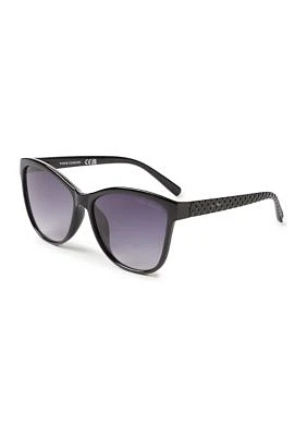 Plastic Cat Eye Embellished Woven Temple Sunglasses