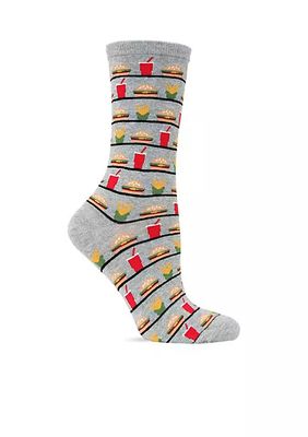 Hamburger and Fries Crew Socks - Single Pair