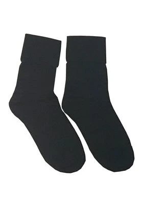 Set of 2 Bamboo Ribbed Turn Cuff Socks