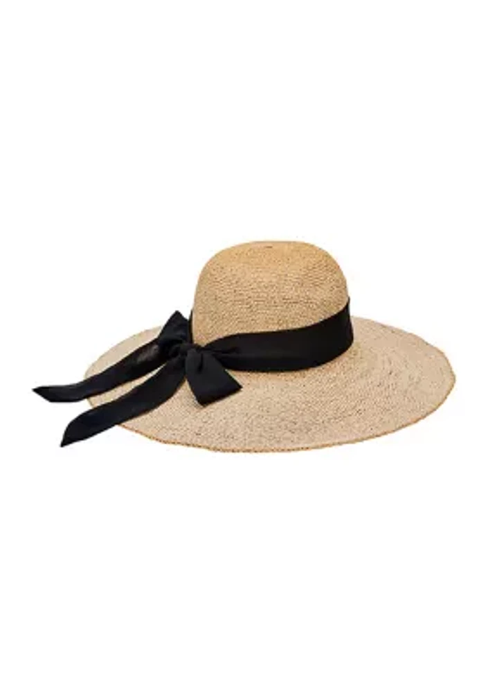 Floppy Hat with Scarf Bow Trim