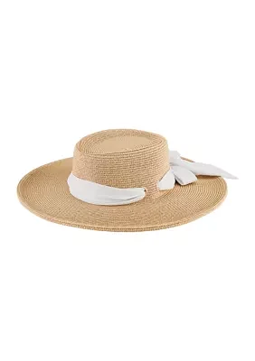 Boater Hat with Chiffon Bow