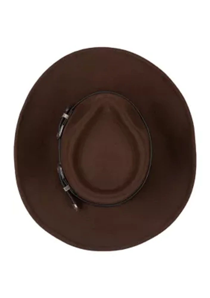 Faux Felt Cowboy Hat with Double Buckle Band