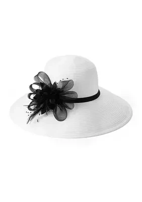 Round Crown Hat with Floral Trim