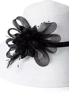 Round Crown Hat with Floral Trim
