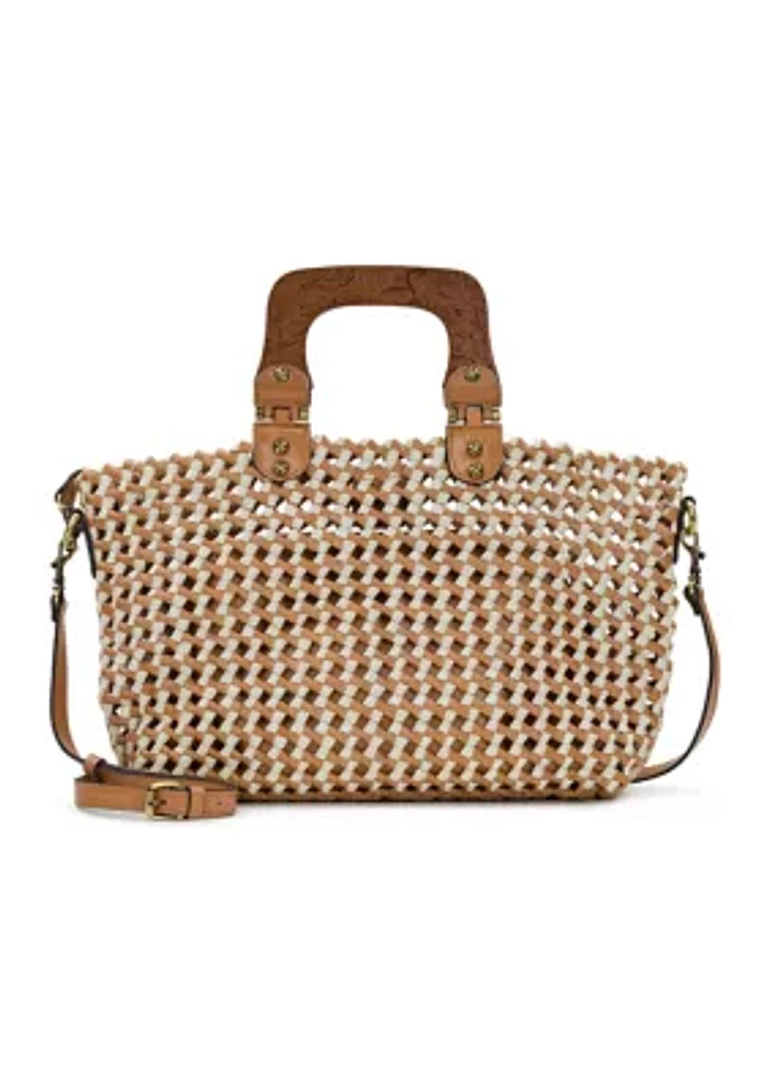 Lorina Woven Tote with Wooden Handle