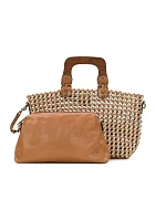 Lorina Woven Tote with Wooden Handle