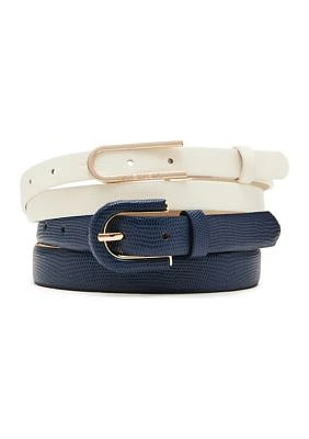 Covered Buckle Skinny Pebble 2Fer Belt