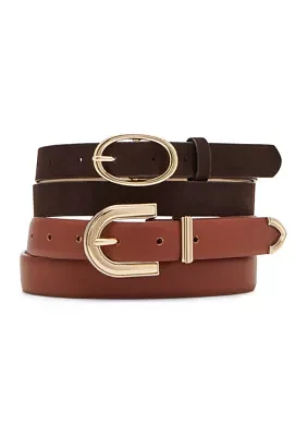 Leather and Suede Belts - Set of 2