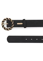 Twisted Buckle Faux Suede Belt