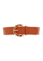 Chain Link Buckle Suede Stretch Waist Belt