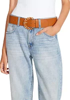 Chain Link Buckle Suede Stretch Waist Belt