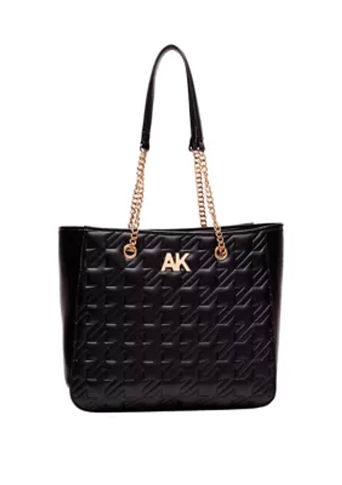 Double Handle Quilted Houndstooth Tote Bag