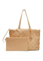 Woven Large Tote with Pouch